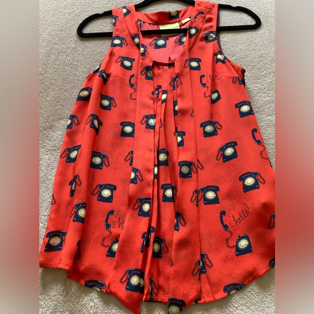 ☎️ ADORABLE Silk Telephone Blouse by MAEVE ANTHROPOLOGIE Size 0